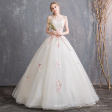 2019 New Strapless Pink Wedding Dress Beaded Appliqued Lace Pink Flowers Wholesale Bridal Wedding Dress Gown Women